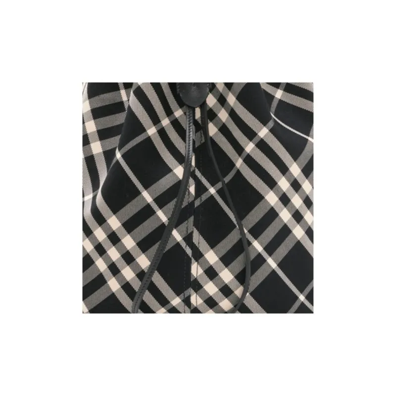 Burberry Cotton Twill Fabric Bucket Bag, Crossbody Bag, Shoulder Bag Medium Size Women's Black & Calico-3