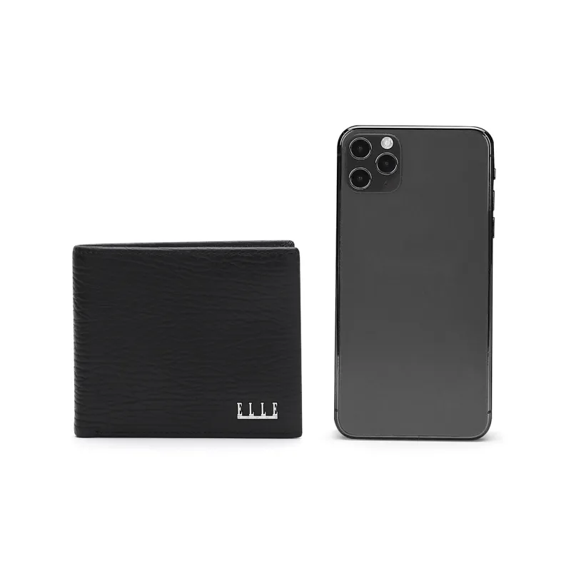 ELLE HOMME Top Grain Cow Leather Wallets Small Size Men's Black-2