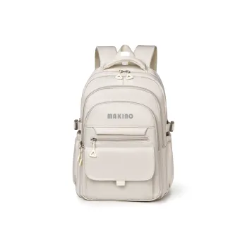 MAKINO Fabric Backpack Medium Size Unisex Black/Gray/Beige/Khaki