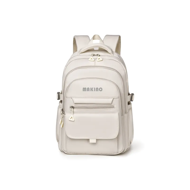 MAKINO Fabric Backpack Medium Size Unisex Black/Gray/Beige/Khaki-11