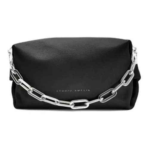 STUDIO AMELIA Chrome-Free Nappa Leather Portable Clutch Women's Black
