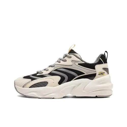 Skechers DLITES Anti Slip Wear Resistant Low Top Chunky Sneakers Men's White Black