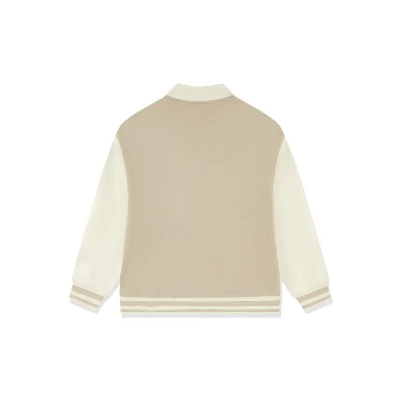 QIAODAN Baseball Jacket Men's Nutty Color/Cream White-1