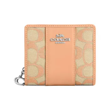 COACH Snap Wallet Jacquard With Calfskin Wallet Mini Women's Faded Blush