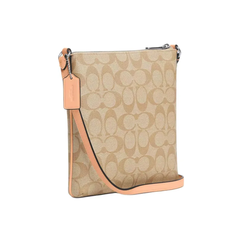 COACH Rowan Coated Canvas With Recycled Leather Shoulder Bag Crossbody Bag Small Size Women's Light Khaki & Faded Blush-1
