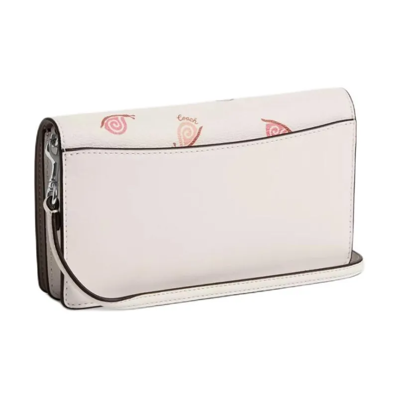 COACH Anna Coated Canvas With Smooth Leather Clutches Shoulder Bag Crossbody Bag Small Size Women's Silver & Chalk-1
