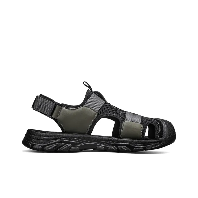 Warrior Casual Chef Shoes River Trekking Shoes Abrasion Resistant Slip Resistant Beach Sandals Men's Green Black-1
