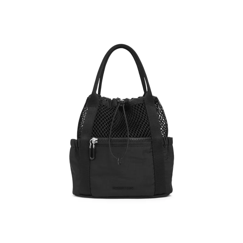 CHARLES&KEITH Fabric Carry Backpack Medium Size Women's Oat Oat/Noir Black-5