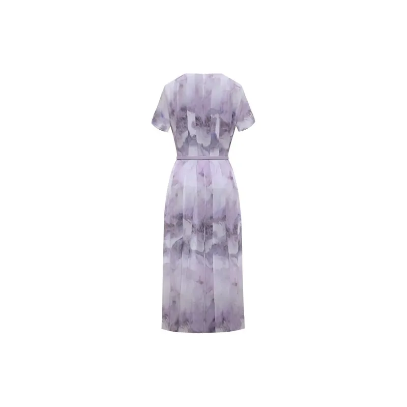 BBLLUUEE Short Sleeved Dress Women's Mist Purple-1