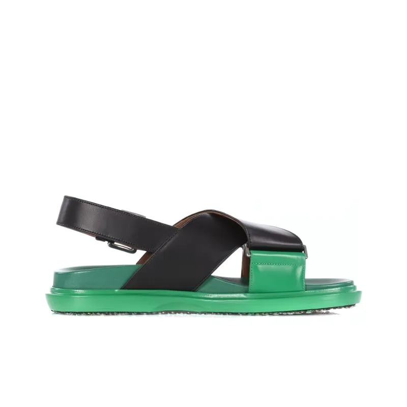 MARNI Fussbett Beach Sandals Women's Black Green-1