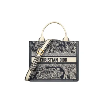 DIOR BookTote Calfskin Tote Bag Shopping Bag Handbag Small Size Women's Black