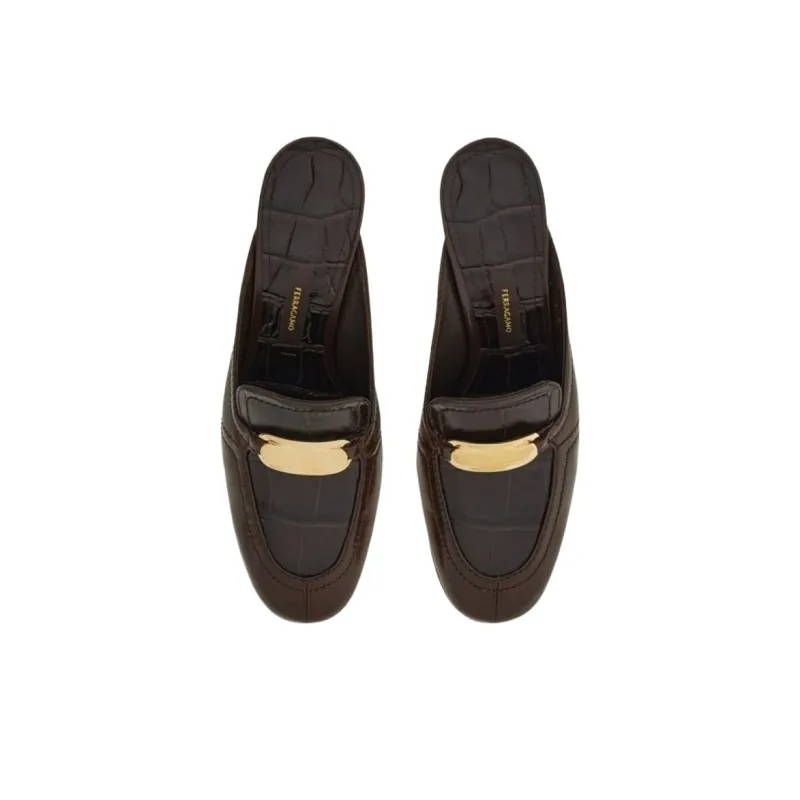 FERRAGAMO Closed Toe Slippers 5.5cm Women's Brown-3