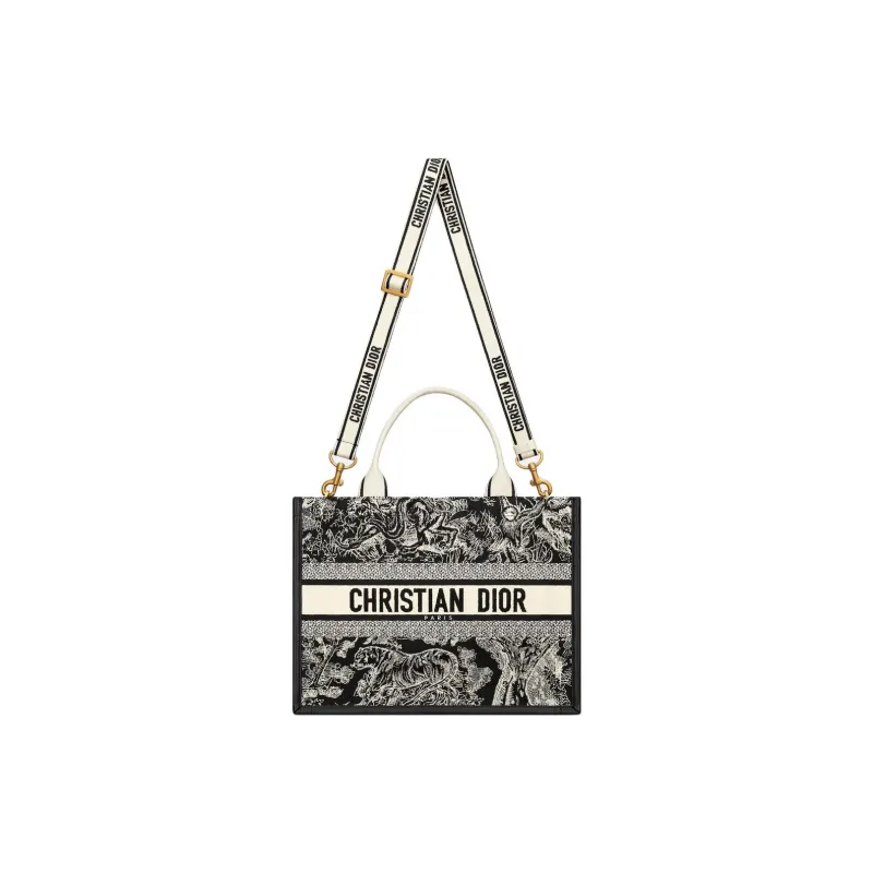 DIOR Calfskin Tote Bag, Shopping Bag, Handbag Medium Size Women's Black-1
