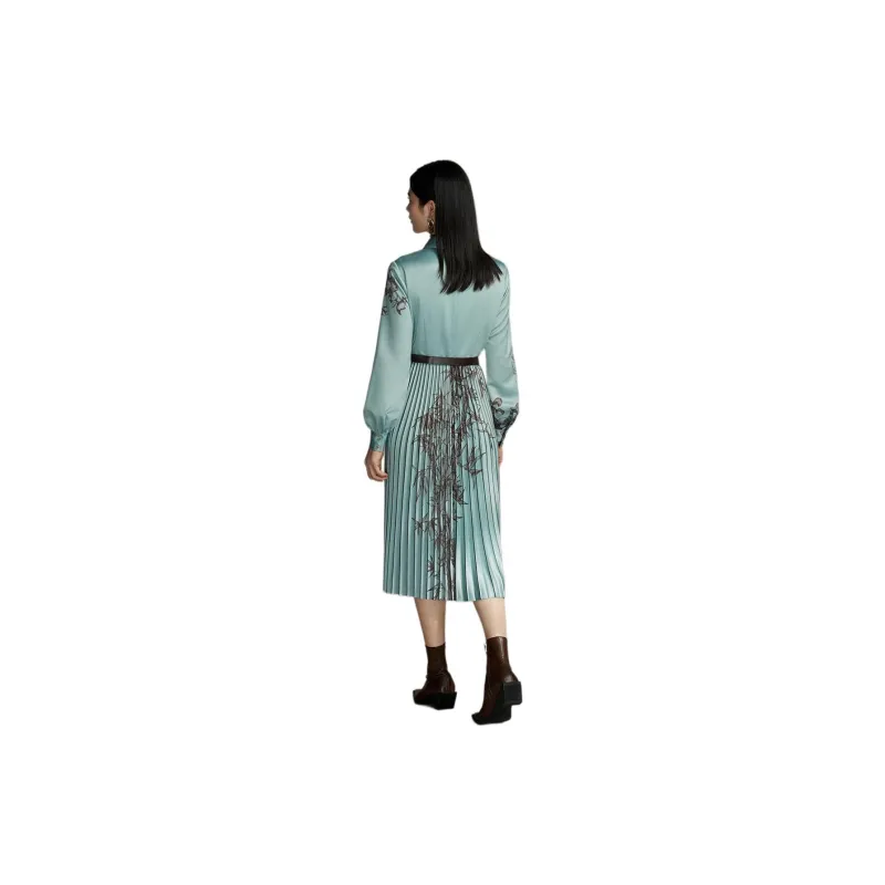 BBLLUUEE Long Sleeved Dress Women's Light Aqua Green-1