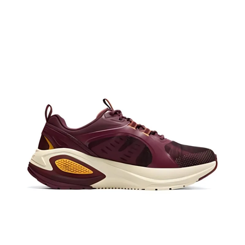 Skechers Cushioning Breathable Low Top Running Shoes Men's Red Gold-1