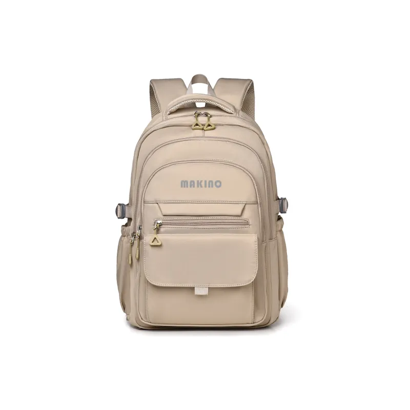 MAKINO Fabric Backpack Medium Size Unisex Black/Gray/Beige/Khaki-17