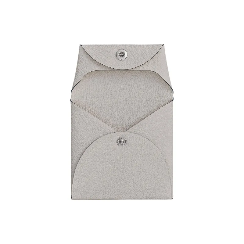 HERMES Bastia Mysore Goat Skin Wallet Men's 80 Gris Perle Pearl Gray-1