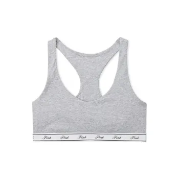 Victoria's Secret PINK BRALETTES & BRA TOPS COTTON LOGO RACERBACK / Print Bra Women's Gray