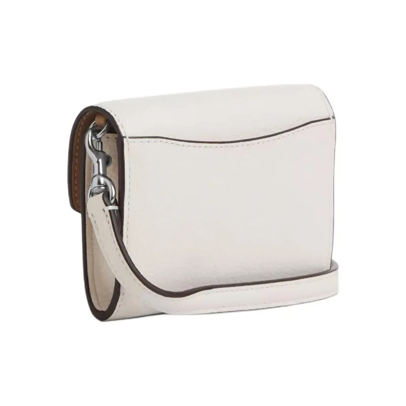 COACH Envelope Refined Pebbled Leather One Shoulder Crossbody Envelope Wallet Mini Women's Silver & Chalk-1