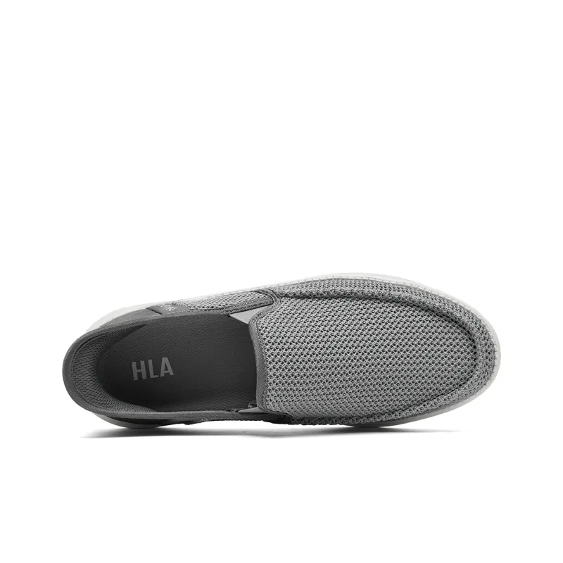HLA Slip on Breathable Comfortable Mesh Flyknit Platform Mid Age Casual Shoes Men's-9