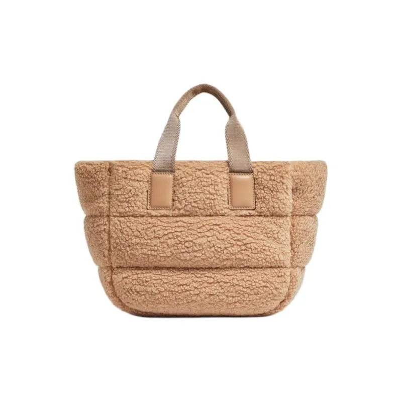 Moncler Quilting Teddy Fleece Shoulder Bag, Crossbody Bag, Handbag Mini Women's Beige & White-1