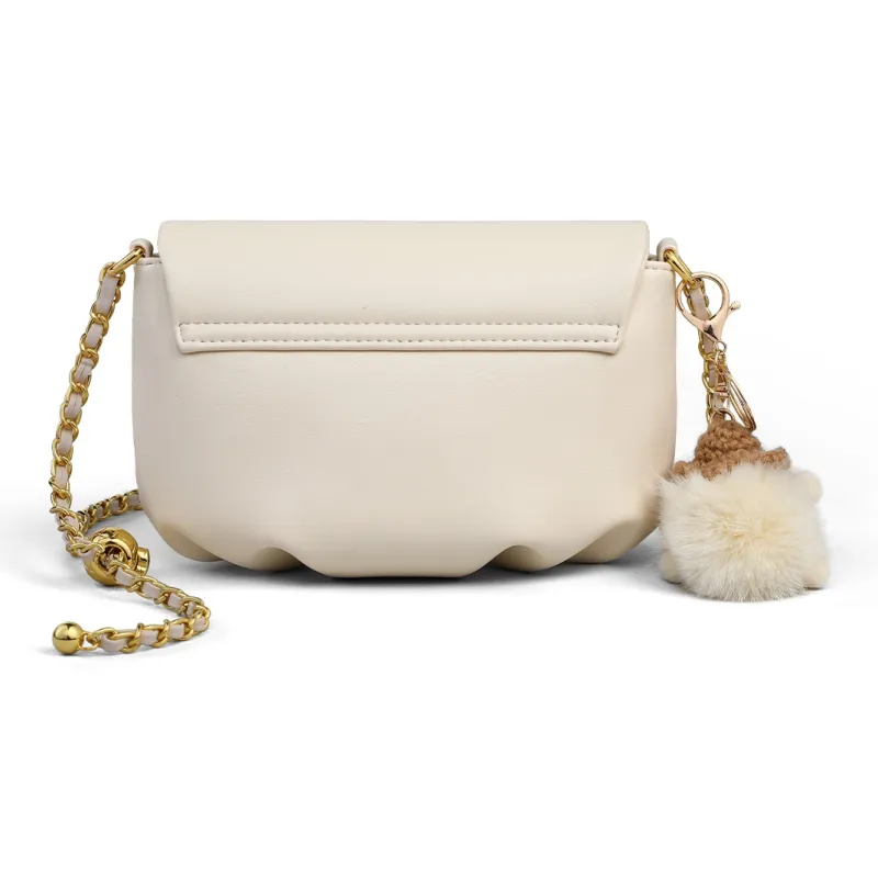 MILLIE'S Cow Leather With Synthetic Leather Cloud Bag Underarm Shoulder Bag Chain Bag Regular Women's Ecru-4