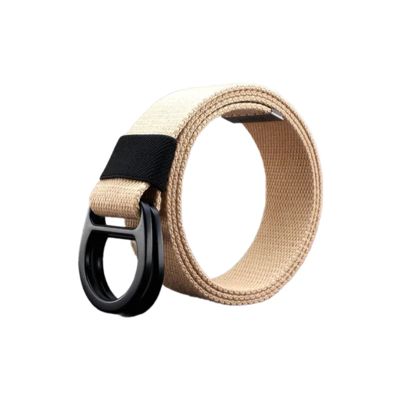 Mulinsen Outdoor Casual Canvas Double Ring Buckle Extended Length Belt Pants Fabric Belt Unisex Width  3.8cm-3