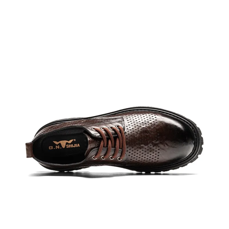 G.N.SHIJIA Dress Shoes Men Low Top Black/Brown-15