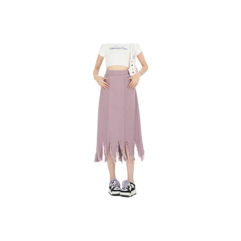 Weixi Denim Long Skirts Women's Pink-4