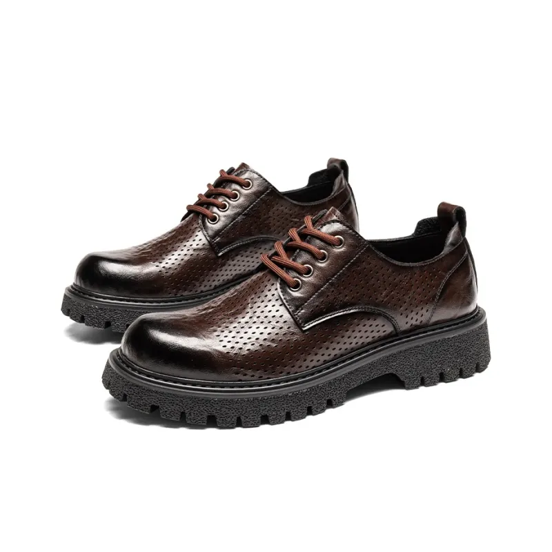 G.N.SHIJIA Dress Shoes Men Low Top Black/Brown-12