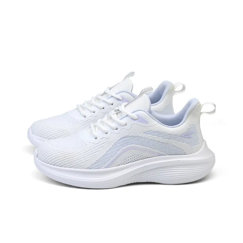 DEERWAY Cushioning Coverage Rebound Height Increasing Lightweight Breathable Low Top Running Shoes Women's White Purple-2