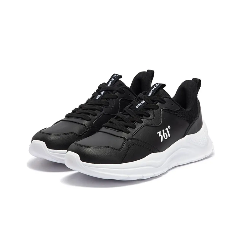 361° Cushioned Wear Resistant Lightweight Low Top Casual Running Shoes Men's Black White-2