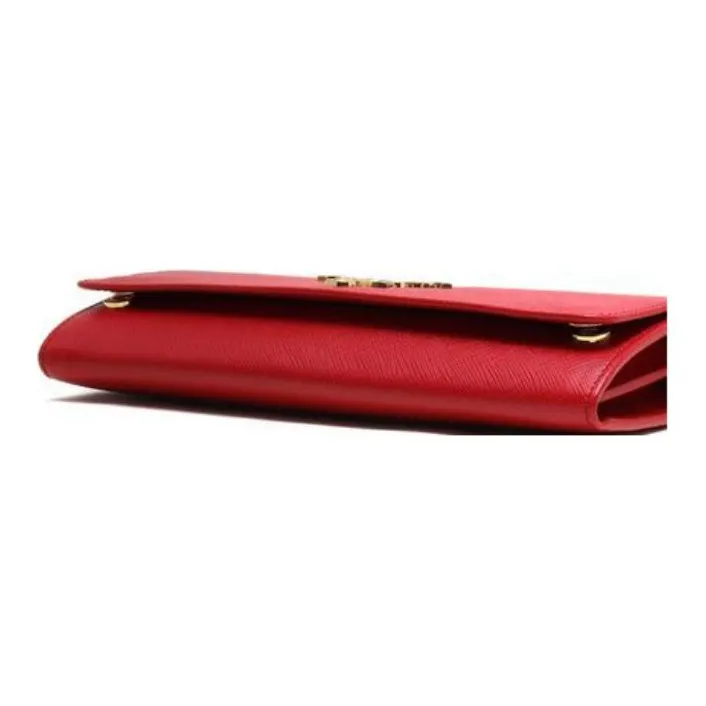 PRADA Leather Wallet Women's Red-3