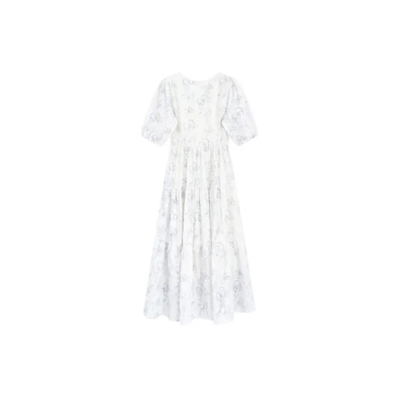 SNZX Short Sleeved Dresses Women's White-1