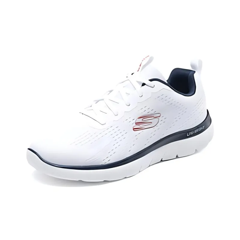 Skechers Lightweight Low-Top Casual Running Shoes Men's White Blue-2