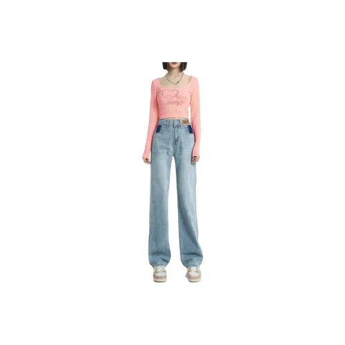 Weixi Jeans Women's Cool Tea Blue