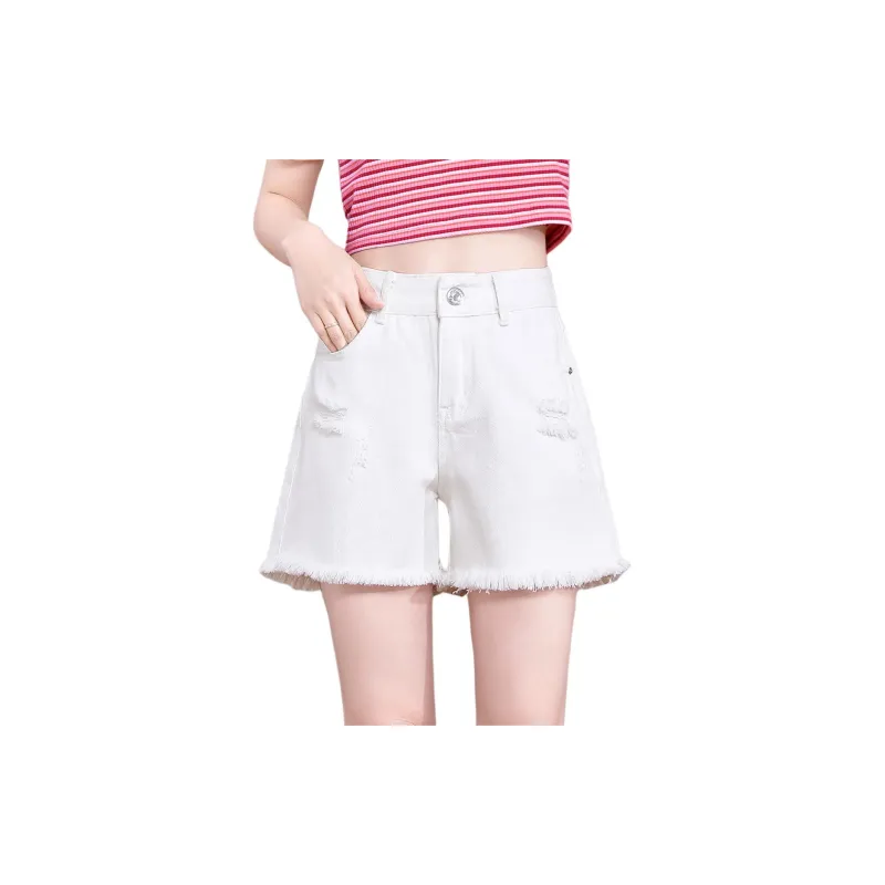 Weixi Denim Shorts Women's White-2