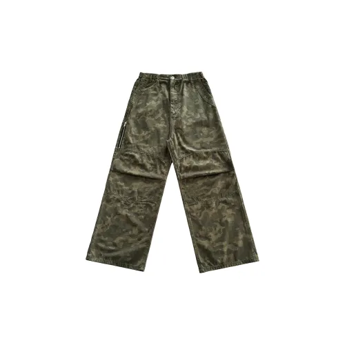 Haonanhuang Cargo Pants Unisex Green Camouflage