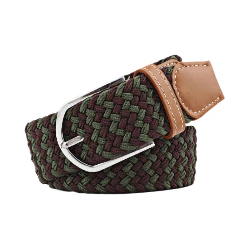 Mulinsen Commute Casual Non Perforated Needle Buckle Advanced Textured Plaid Clash Braided Alloy Belt Unisex 3.8cm-0