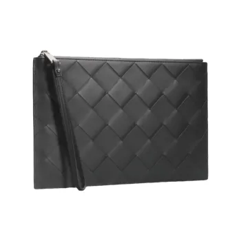CMLZIUA Top Grain Cow Leather Clutch Regular Unisex Black