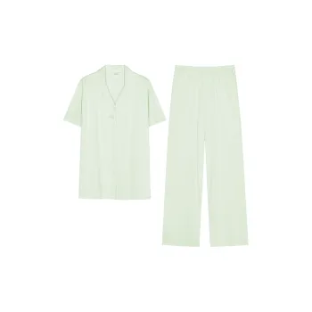 White Ran Pajama Set Women's Mint Green