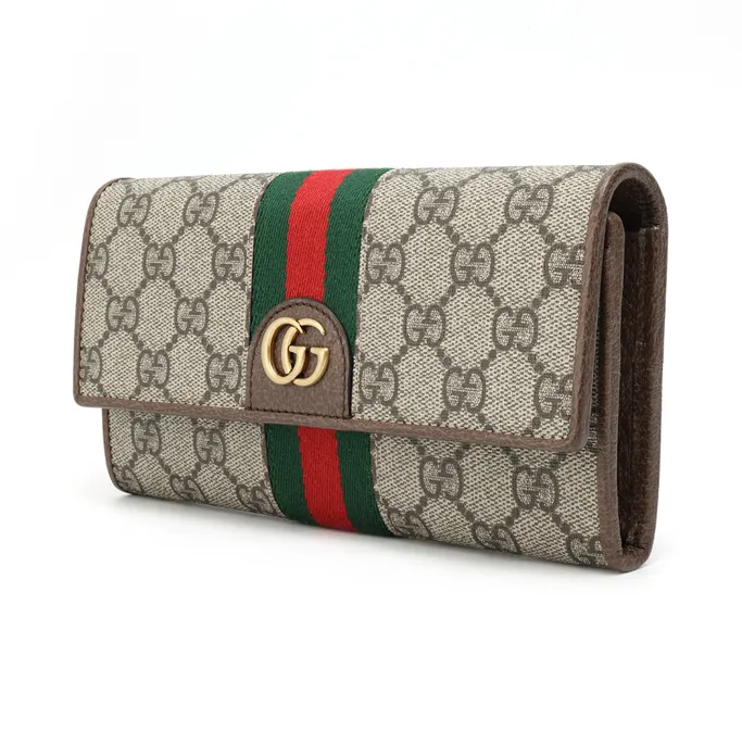 GUCCI Ophidia Canvas With Leather Canvas Bag Wallet Regular Unisex Beige Brown-2