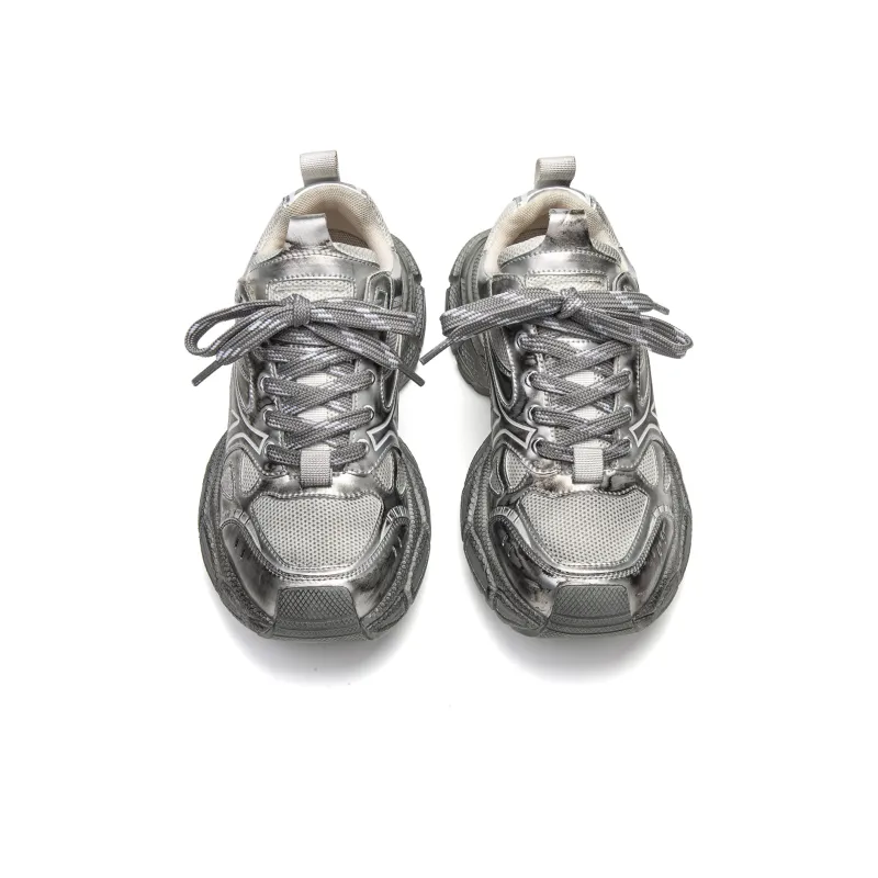 Youthloser Anti Slip Wear Resistant Breathable Height Increasing Low Top Chunky Sneakers Unisex Space Silver-2