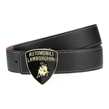Automobili Lamborghini Cow Leather Belts Men's Width 3.4cm