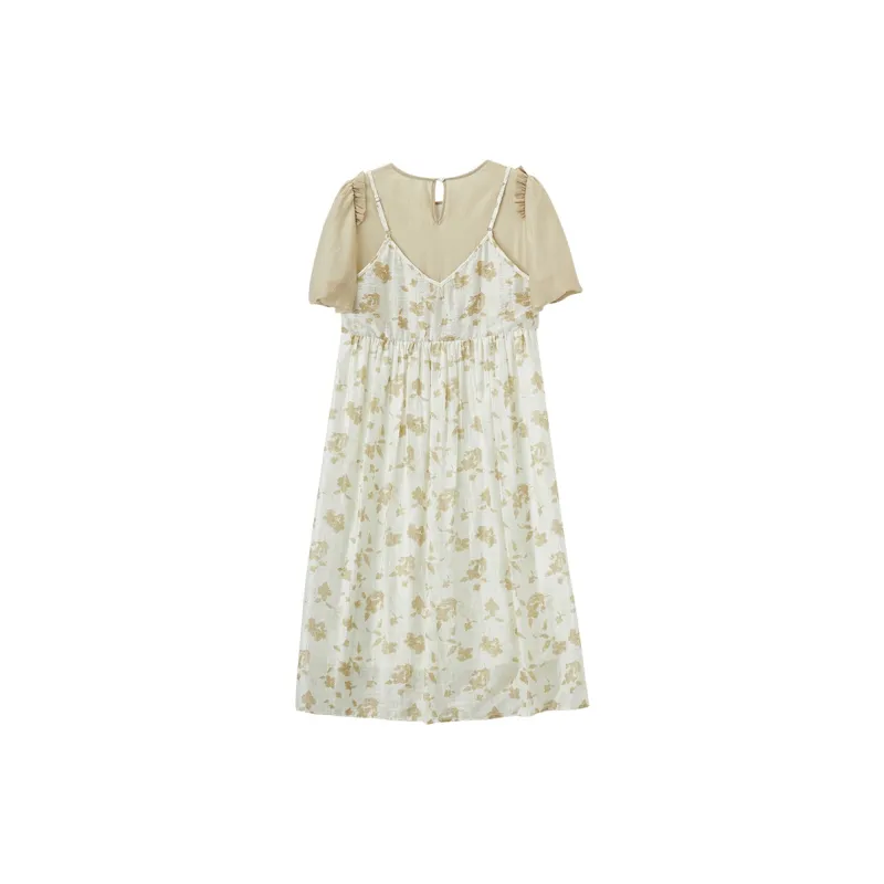 XIANGYING Short Sleeved Dresses Women's Yellow-1