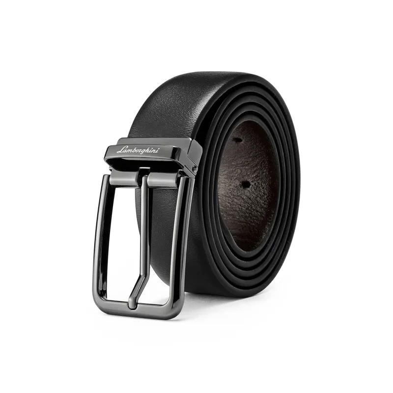 Automobili Lamborghini Cow Leather Belts Men's Width 3.5cm-2
