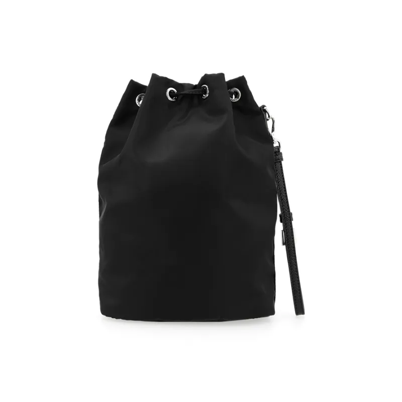 PRADA Cow Leather Bucket Bag Wrist Bag Women's Black-4