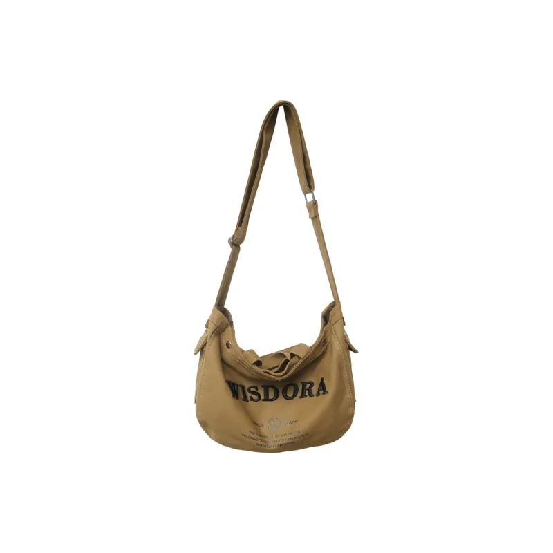 OUZIHUANG Canvas Bag, Shoulder Bag, Crossbody Bag Regular Unisex Black/Khaki/White-0