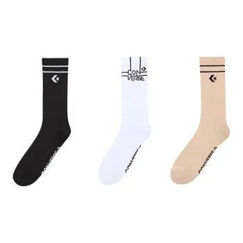 Converse Mid-Calf Socks Men's 3 Pack White Black Gray