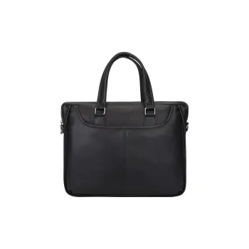 DOSRFINI Top Grain Cow Leather Business Shoulder Bag Crossbody Bag Briefcase Handbag Regular Men's Black